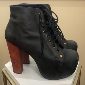 Jeffrey Campbell Distressed Black Lita Platform Booties